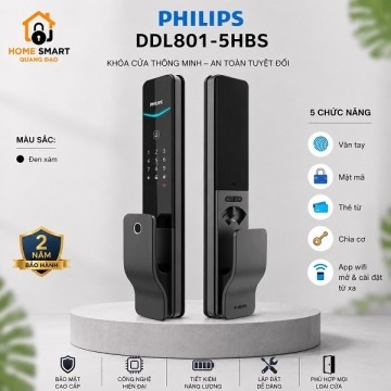 Khóa Cửa Thông Minh Vân Tay PHILIPS DDL801-5HBS
