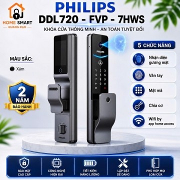 Khóa Cửa Thông Minh Vân Tay PHILIPS DDL720 - FVP - 7HWS