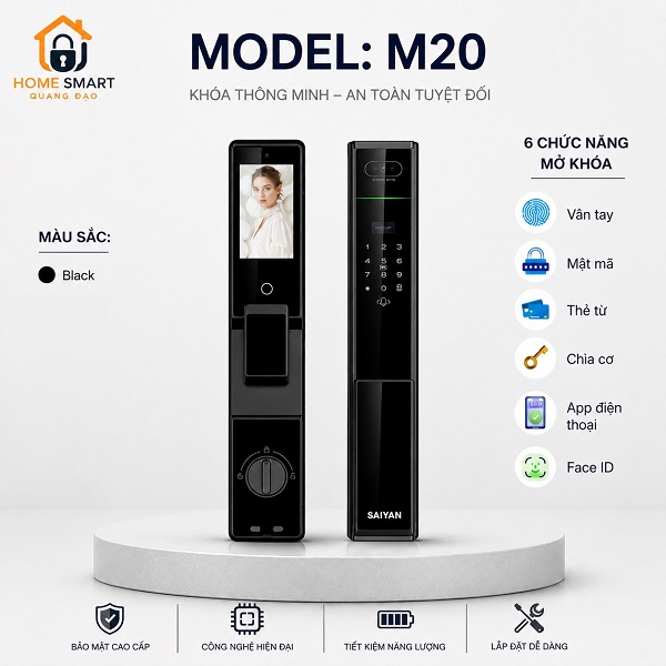 Khoá cửa nhận diện khuân mặt Saiyan M20 giá tốt