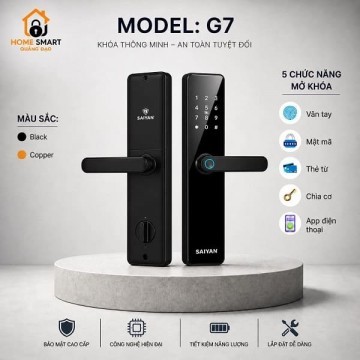 Khóa Cửa Thông Minh Vân Tay SAIYAN G7