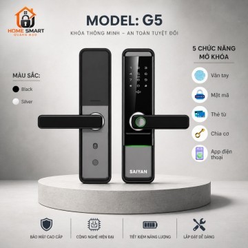 Khóa Cửa Thông Minh Vân Tay SAIYAN G5