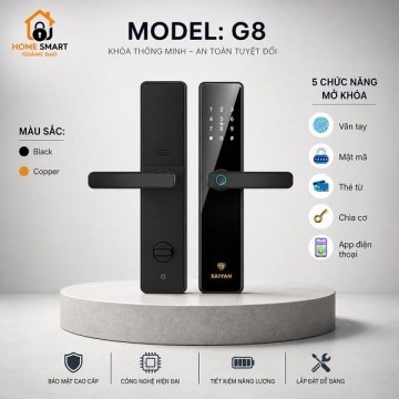 Khóa Cửa Thông Minh Vân Tay Saiyan G8
