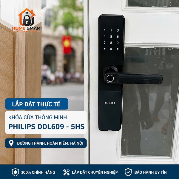 Lắp đặt khoá cửa thông minh Philips DDL609 - 5HS tại Đường Thành, Hoàn Kiếm, Hà Nội