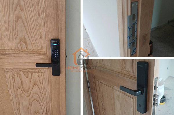 Lắp đặt khóa Philips DDL615 - 5HBS trên cửa gỗ tại Khu Dân Cư Valora Kikyo, Long Trường, Thủ Đức, HCM chính hãng