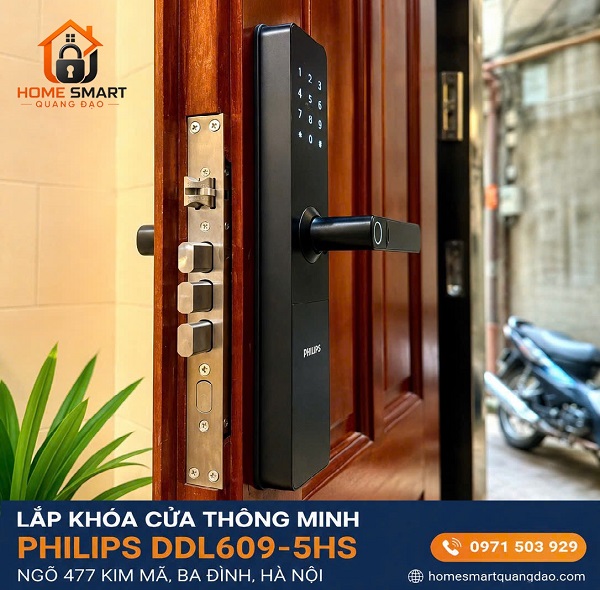 Lắp khoá cửa Philips DDL609 - 5HS tại 477 Kim Mã, Ba Đình chính hãng