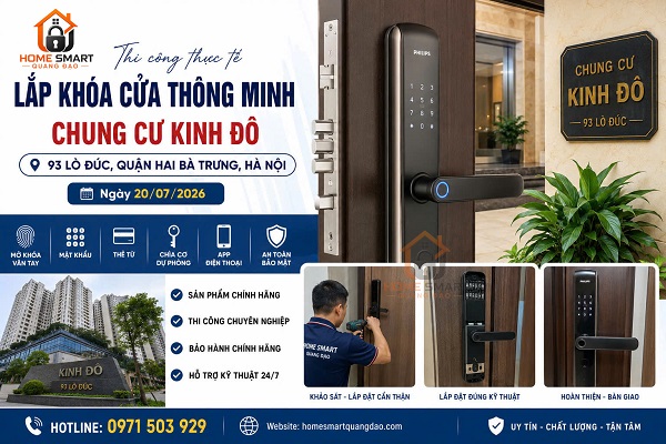 Lắp khóa cửa thông minh tại Chung cư Kinh Đô, 93 Lò Đúc, Quận Hai Bà Trưng, Hà Nội giá rẻ