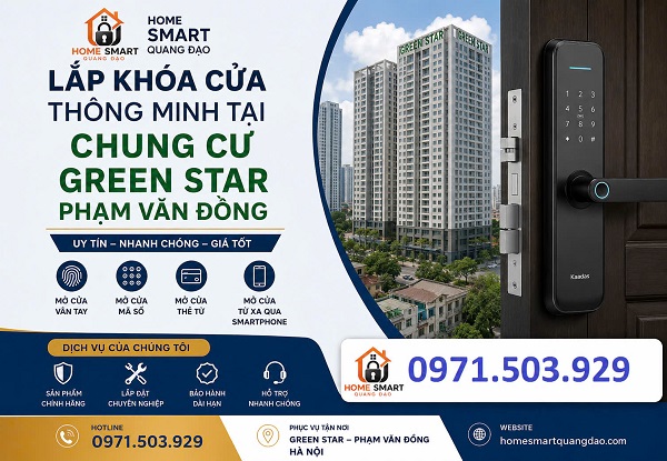 Lắp khoá cửa thông minh tại chung cư Green Star Hà Nội