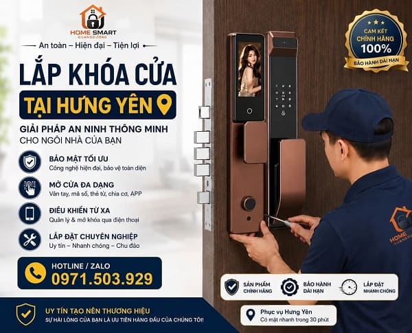 Lắp khoá cửa thông minh tại Hưng Yên