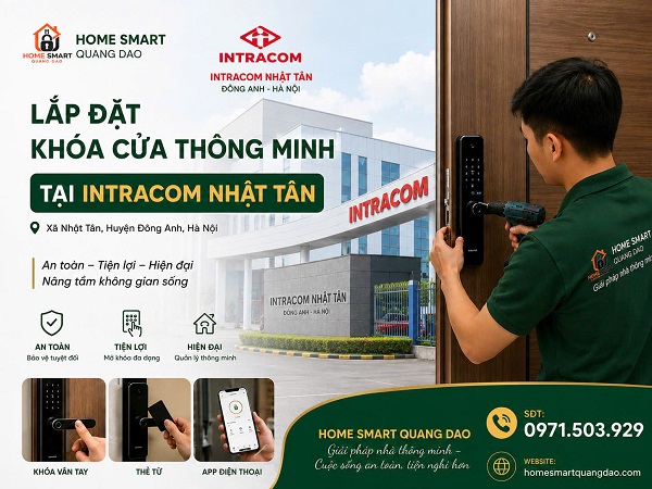 Lắp khoá cửa thông minh vân tay tại chung cư Intracom Nhật Tân Đông Anh